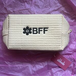 abbode Butter Yellow Waffle Makeup/Travel Pouch with Bumble BFF embroidery 💛